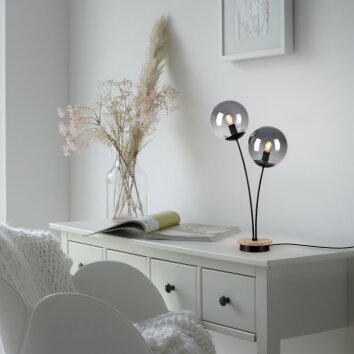 Leuchten-Direkt GREEN WIDOW Bordslampa Naturfärger, Svart, 2-ljuskällor