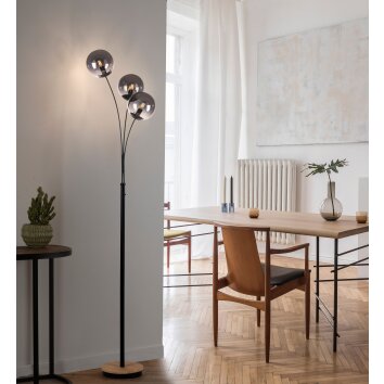 Leuchten-Direkt GREEN WIDOW Golvlampa Naturfärger, Svart, 3-ljuskällor