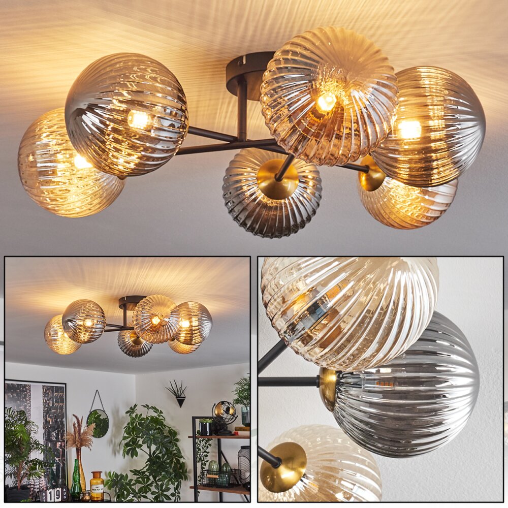 Chehalis Taklampa 62 cm Guld, Svart, 6-ljuskällor main product photo