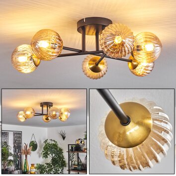 Chehalis Taklampa - Glas 15 cm Guld, Svart, 6-ljuskällor