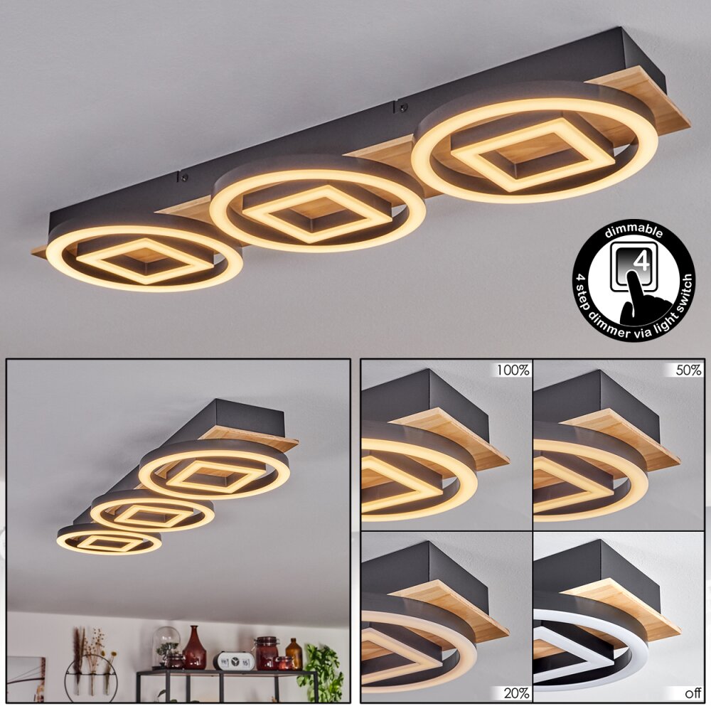 Taboneira Taklampa LED Naturfärger, Svart, 3-ljuskällor main product photo