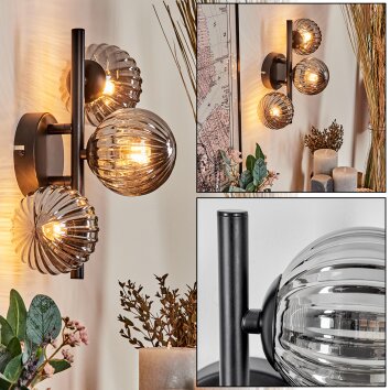 Chehalis Vägglampa - Glas 10 cm Rökfärger, 3-ljuskällor