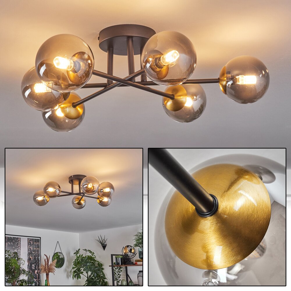 Chehalis Taklampa 51 cm Guld, Svart, 6-ljuskällor main product photo