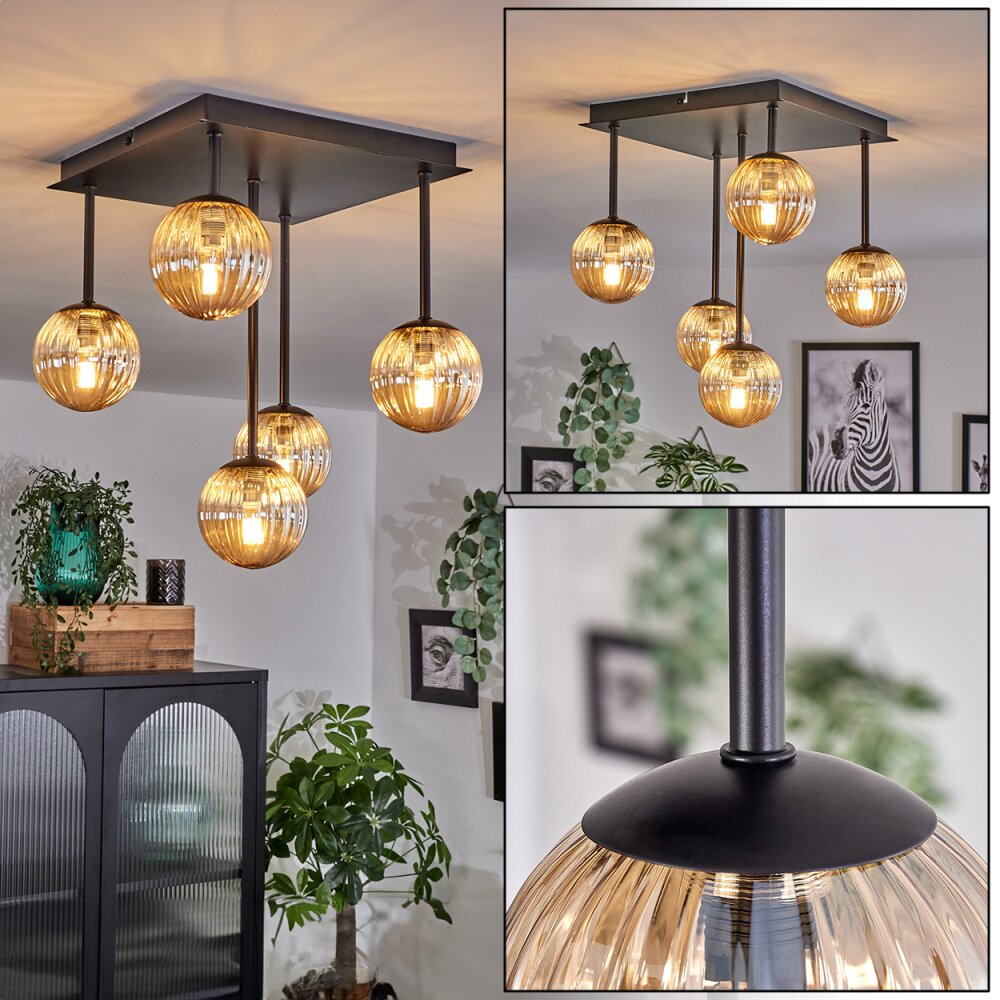 Chehalis Taklampa - Glas 10 cm Amber, 5-ljuskällor main product photo