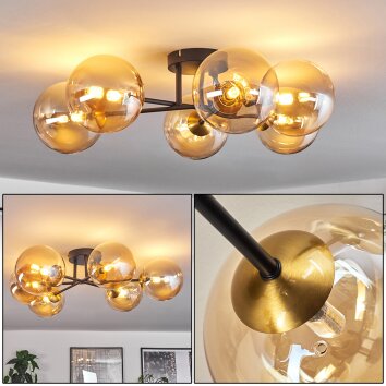 Chehalis Taklampa - Glas 15 cm Guld, Svart, 6-ljuskällor