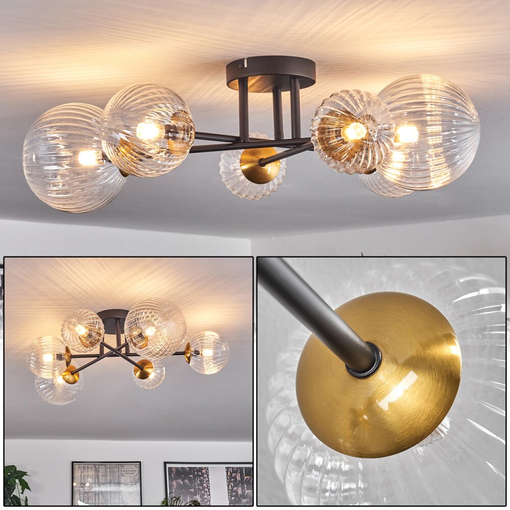 Chehalis Taklampa 62 cm Guld, Svart, 6-ljuskällor main product photo