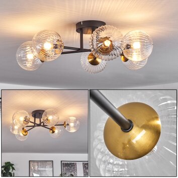 Chehalis Taklampa 55 cm Guld, Svart, 6-ljuskällor Chehalis Taklampa 55 cm Guld, Svart, 6-ljuskällor