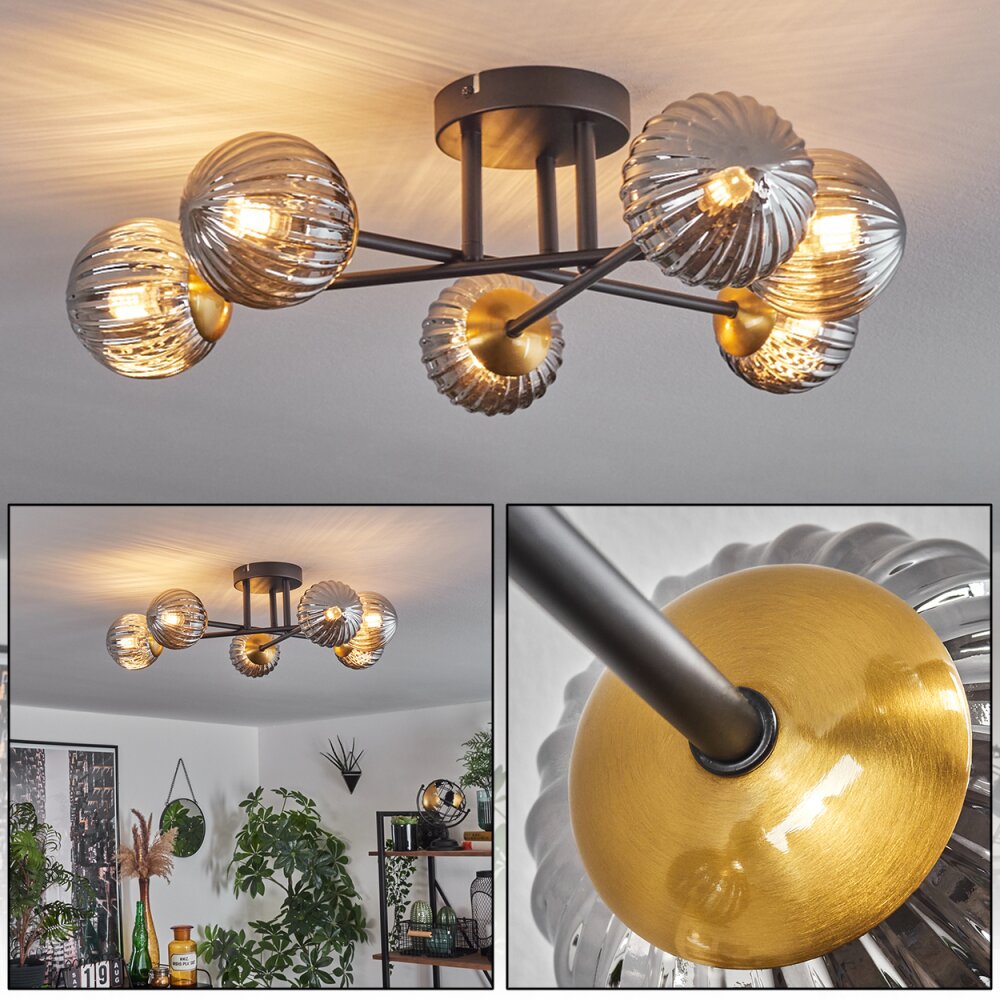 Chehalis Taklampa 51 cm Guld, Svart, 6-ljuskällor main product photo