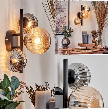 Chehalis Vägglampa - Glas 10 cm, 12 cm Amber, Rökfärger, 3-ljuskällor