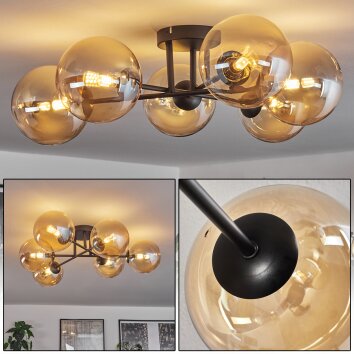 Chehalis Taklampa - Glas 15 cm Amber, 6-ljuskällor