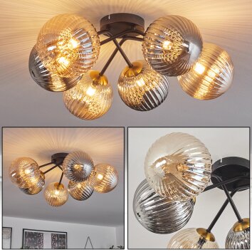 Chehalis Taklampa - Glas 15 cm Guld, Svart, 6-ljuskällor