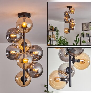 Gastor Taklampa - Glas 15 cm Amber, Rökfärger, 8-ljuskällor