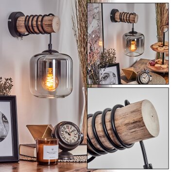 Lauden Vägglampa - Glas 15 cm Naturfärger, Svart, 1-ljuskällor