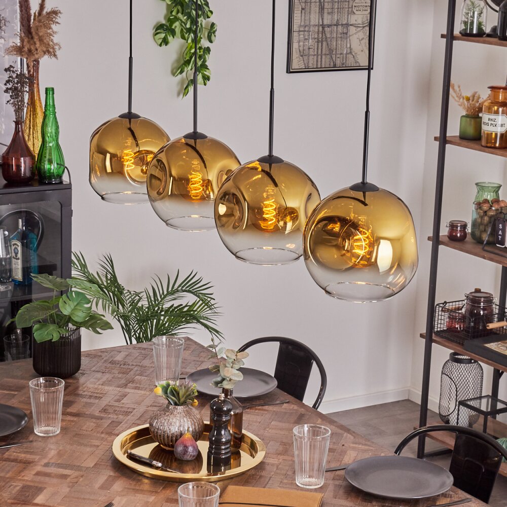 Ripoll Pendellampa - Glas 25 cm Guld, Klart, 4-ljuskällor main product photo