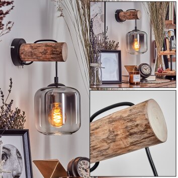 Lauden Vägglampa - Glas 15 cm Naturfärger, Svart, 1-ljuskällor