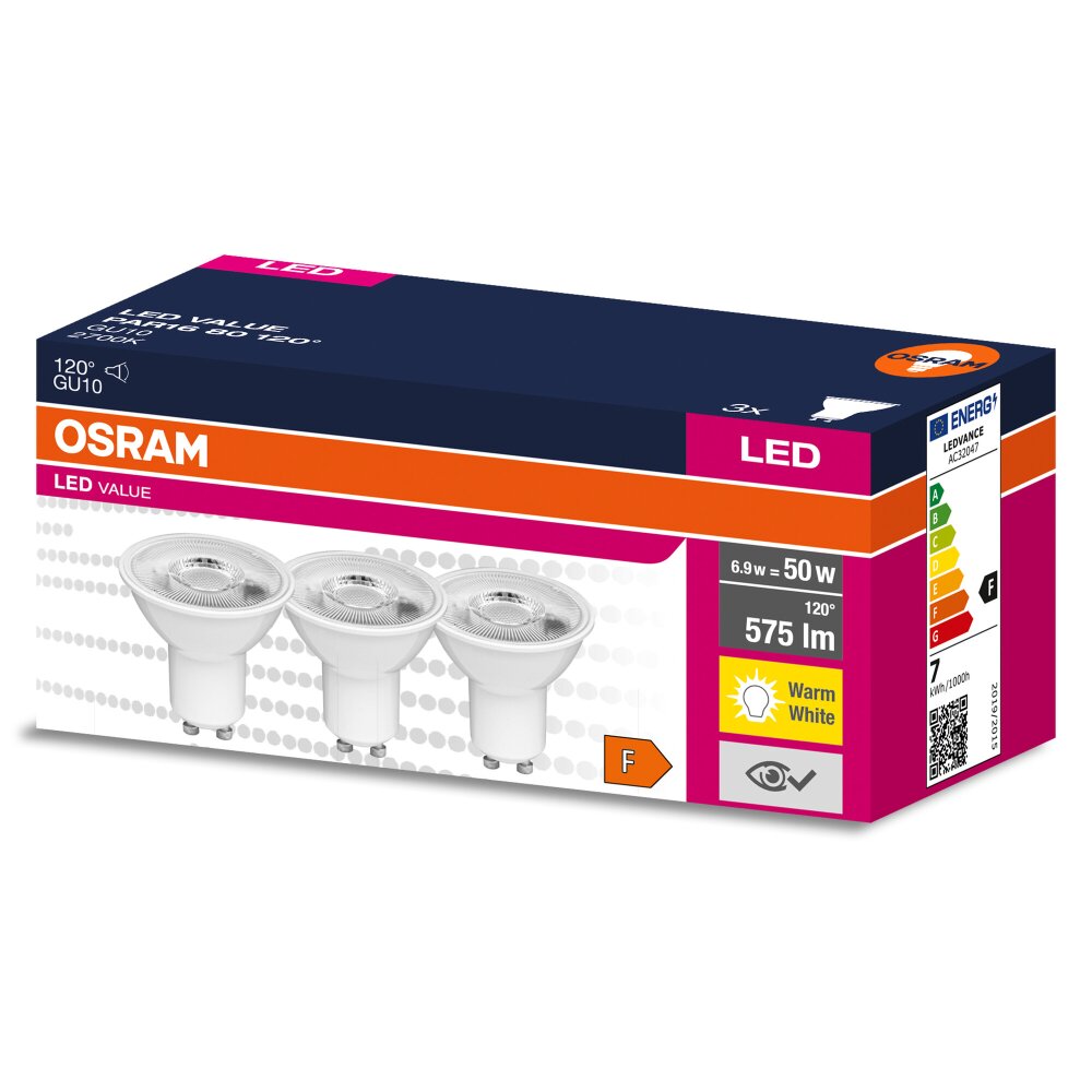 OSRAM LED GU10 6,9 watt 2700 Kelvin 575 Lumen main product photo