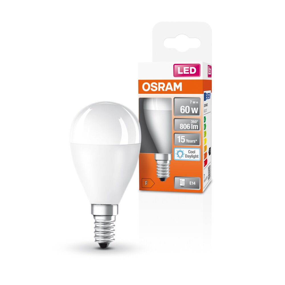 Osram E14 LED 7.5 Watt dagsljusvit 806 Lumen main product photo