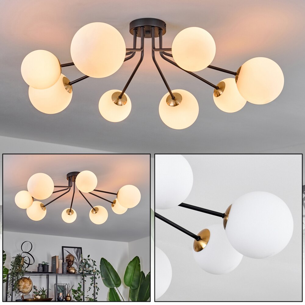 Chehalis Taklampa - Glas 12 cm, 15 cm Guld, Svart, 8-ljuskällor main product photo