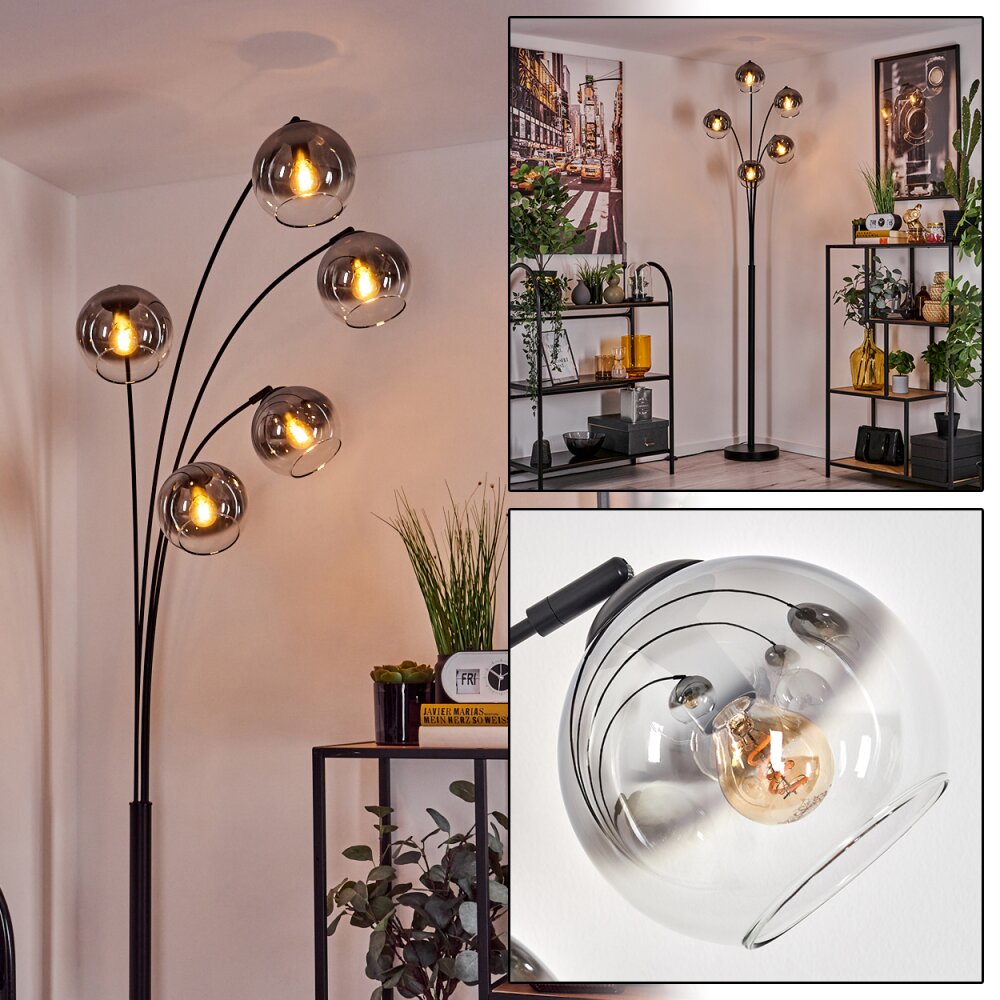 Koyoto Golvlampa - Glas 15 cm Klart, Rökfärger, 5-ljuskällor main product photo