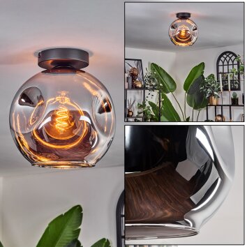 Ripoll Taklampa - Glas 25 cm Krom, 1-ljuskällor