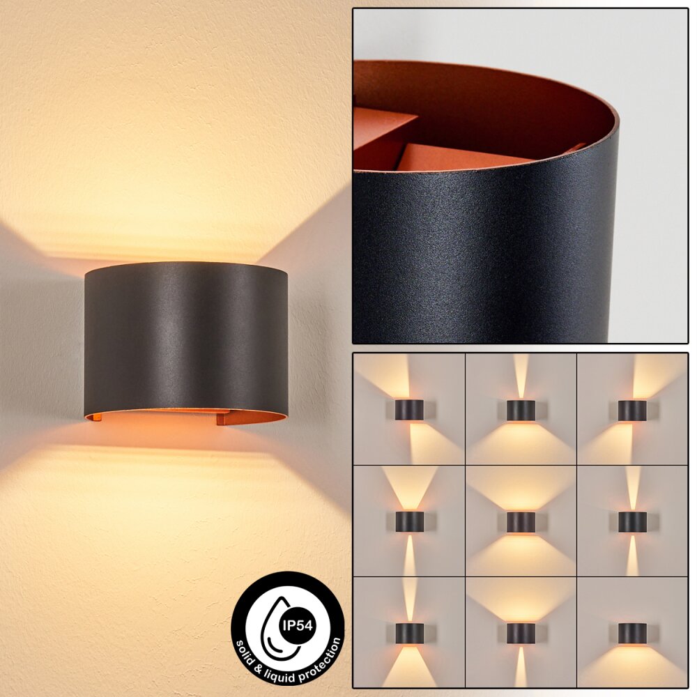 Tamarin vägglampa utomhus, Up & Down Lampa, Vägglampa LED Kopparfärg, Svart, 1-ljuskällor main product photo