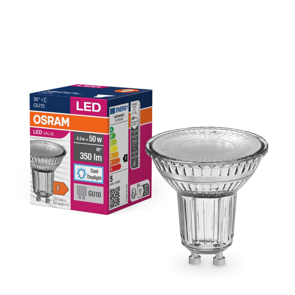 Osram GU10 LED 4.3 Watt dagsljusvit 350 Lumen main product photo