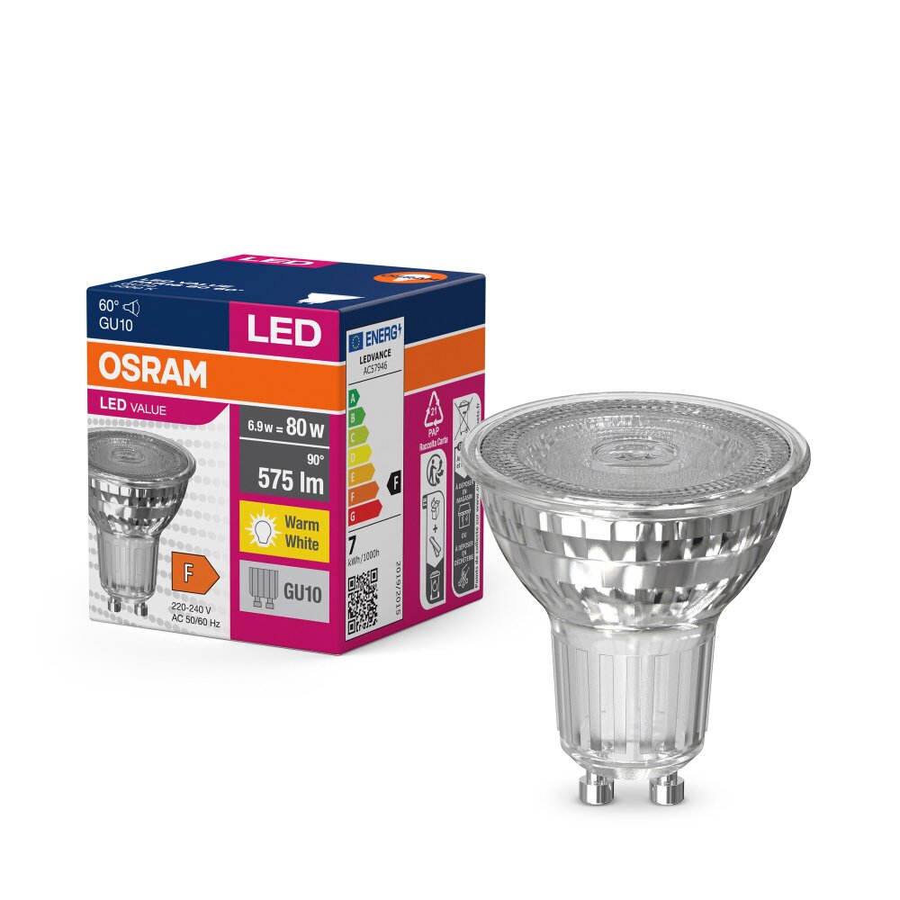 Osram GU10 LED 6.9 Watt varmvit 575 Lumen main product photo