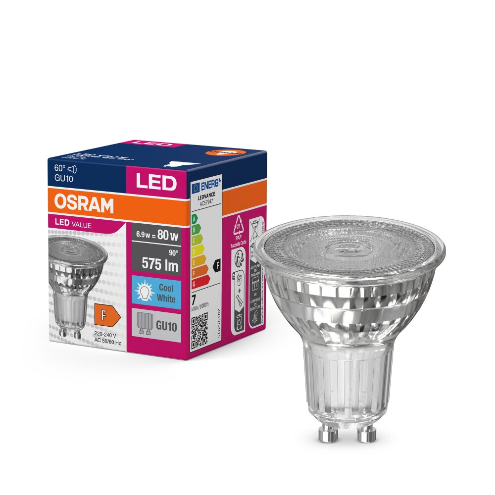 Osram GU10 LED 6.9 Watt neutralvit 575 Lumen main product photo