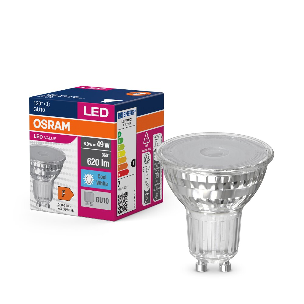 Osram GU10 LED 6.9 Watt neutralvit 620 Lumen main product photo