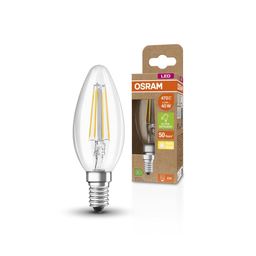 Osram E14 LED 2.5 Watt varmvit 470 Lumen main product photo