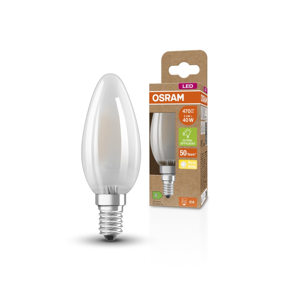 Osram E14 LED 2.5 Watt varmvit 470 Lumen main product photo