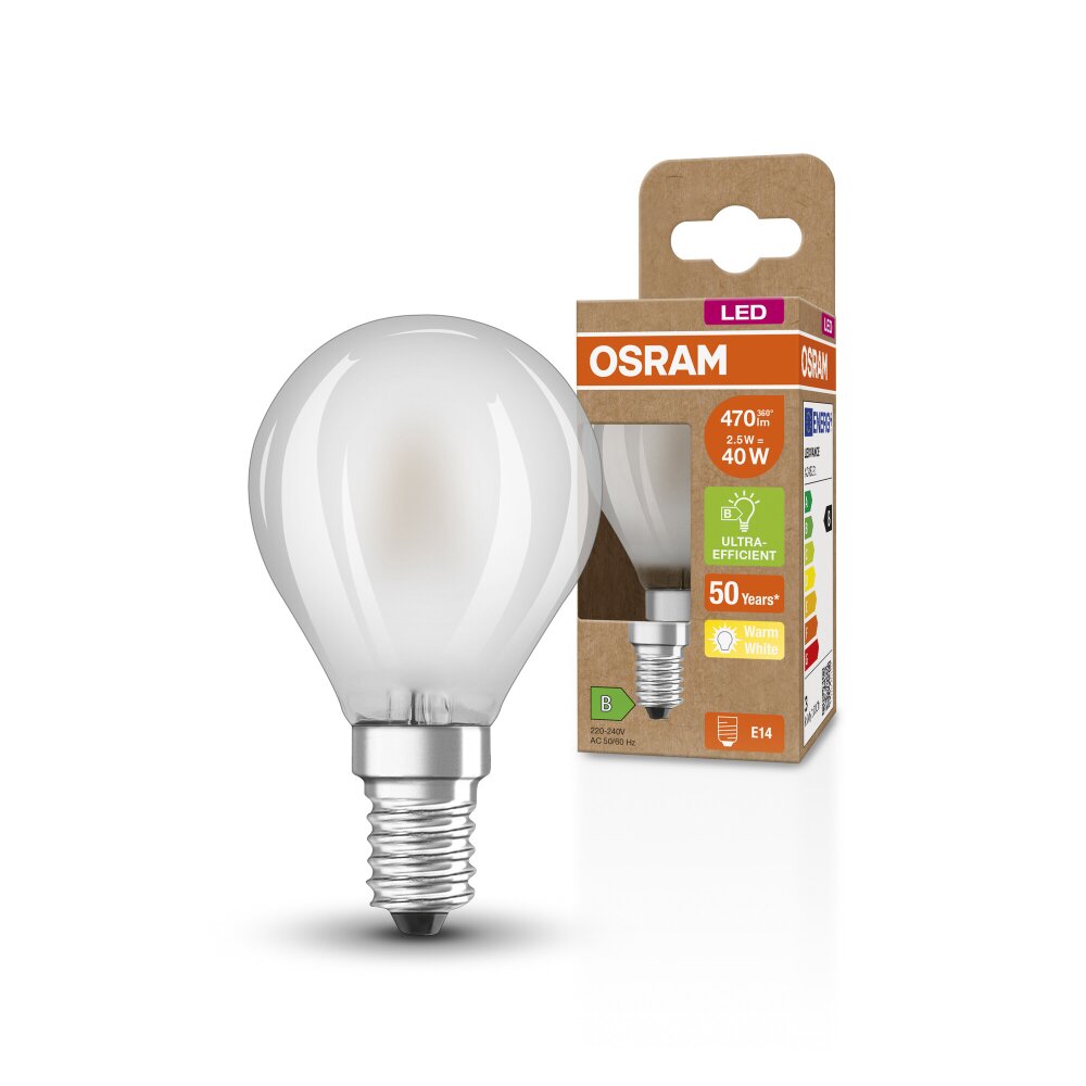 Osram E14 LED 2.5 Watt varmvit 470 Lumen main product photo
