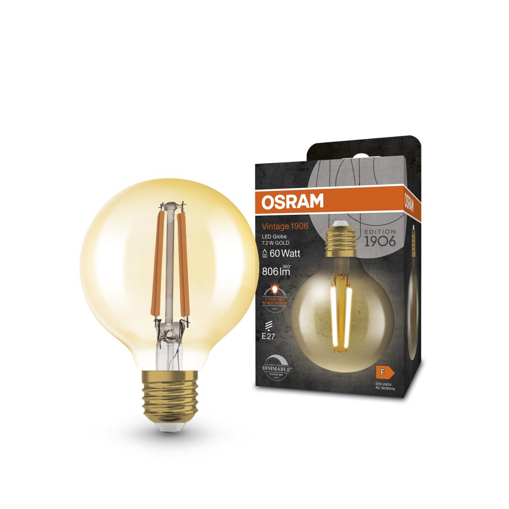 Osram E27 LED 7.2 Watt varmvit dimbar 806 Lumen main product photo