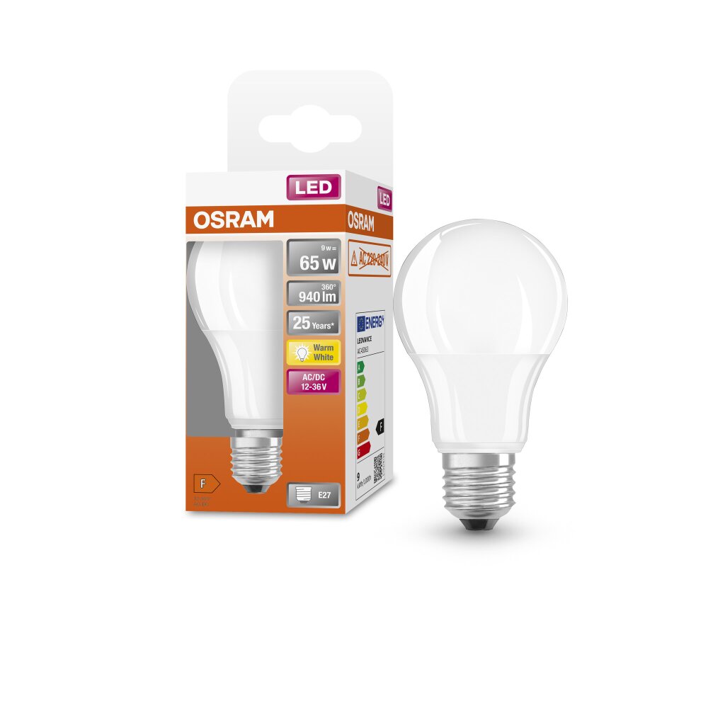Osram E27 LED 9 Watt varmvit 940 Lumen main product photo