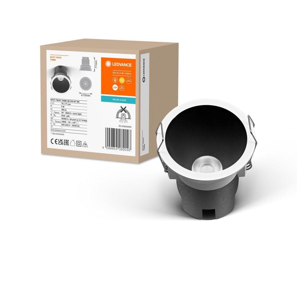Ledvance Twist Infälld lampa LED Svart, Vit, 1-ljuskällor main product photo
