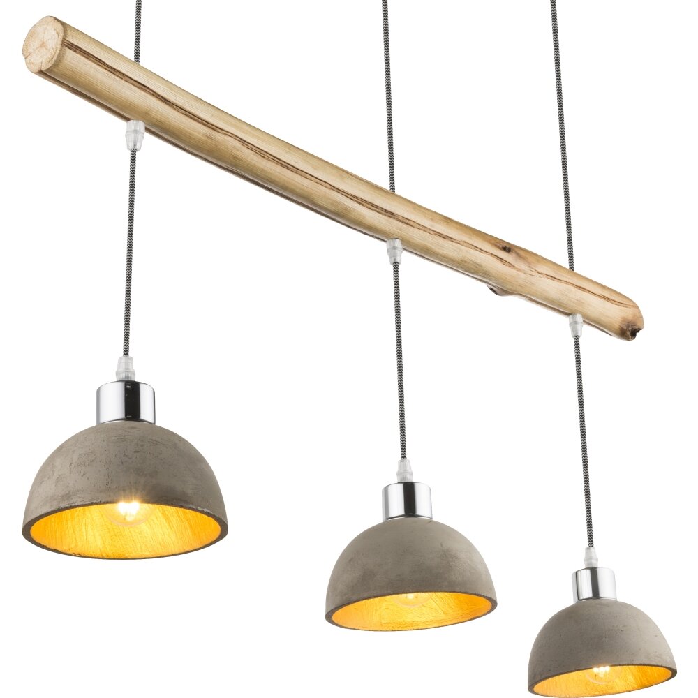 Globo Jebel Pendellampa Trä ljus, Nickel matt, 3-ljuskällor main product photo