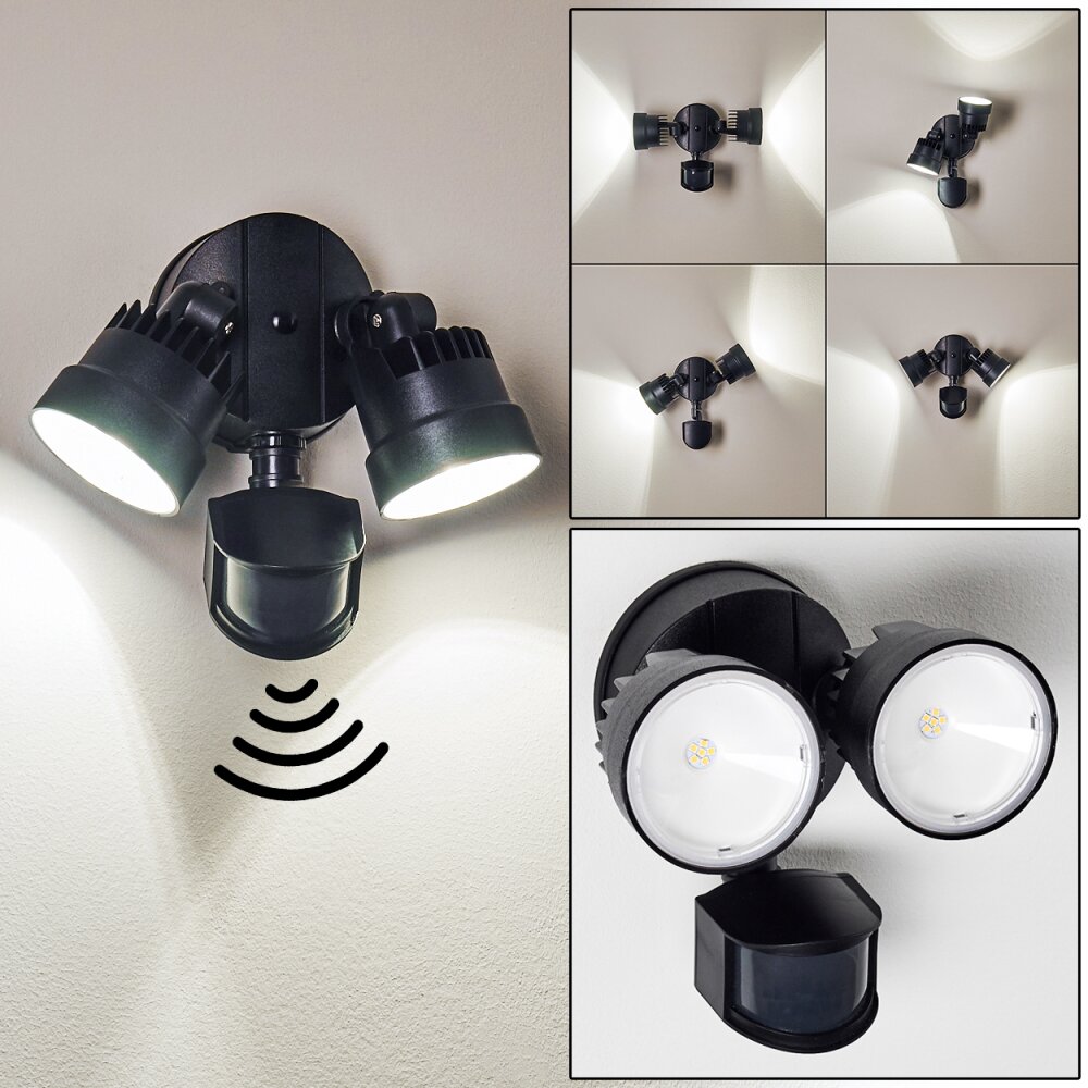 Emmerlev Vägglampa LED Svart, 2-ljuskällor, Rörelsedetektor main product photo