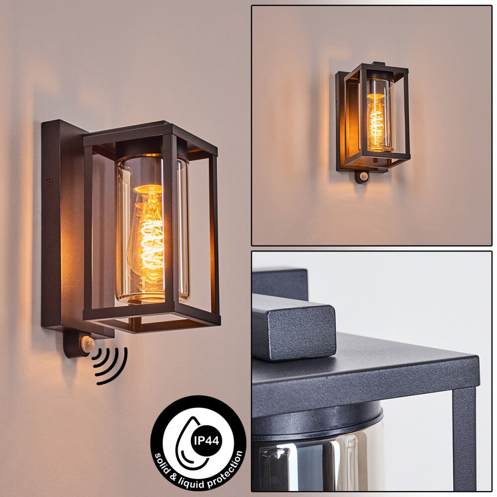 Portalis vägglampa utomhus Svart, 1-ljuskällor, Rörelsedetektor main product photo