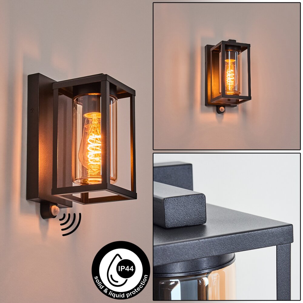 Portalis vägglampa utomhus Svart, 1-ljuskällor, Rörelsedetektor main product photo