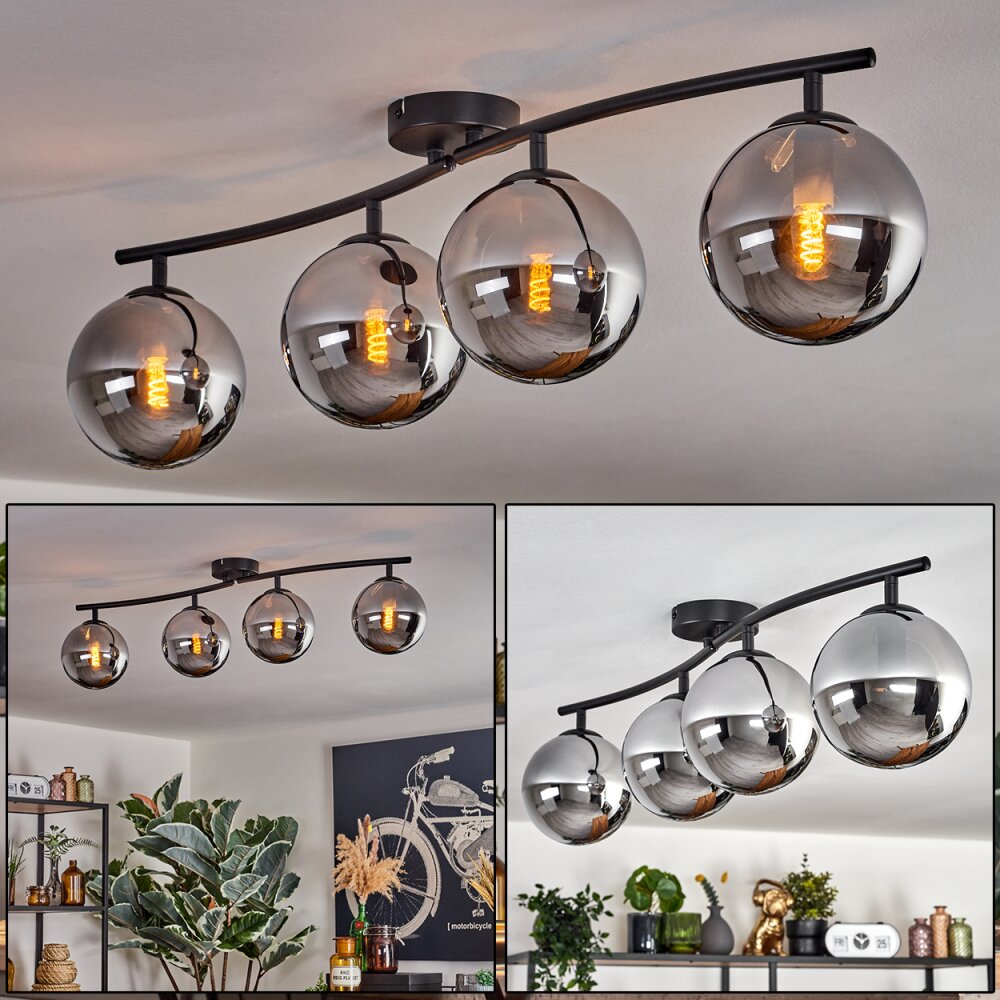 Gastor Taklampa Krom, Rökfärger, 4-ljuskällor main product photo