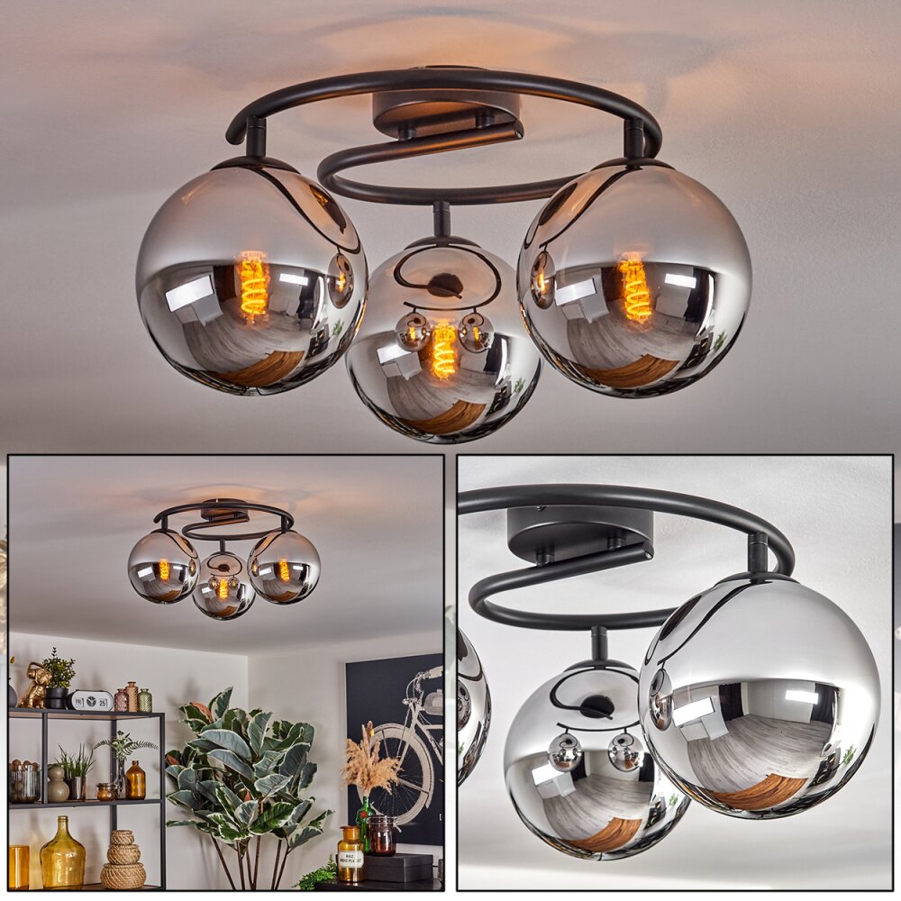 Gastor Taklampa, kullampa Krom, Rökfärger, 3-ljuskällor main product photo