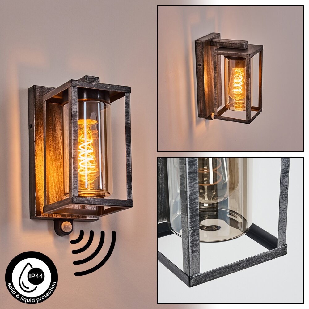 Portalis vägglampa utomhus Svart, Silver, 1-ljuskällor, Rörelsedetektor main product photo