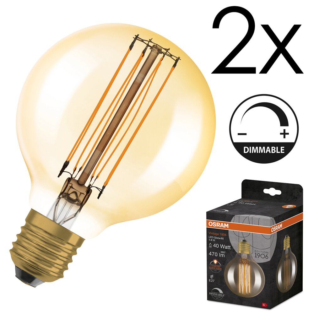 E27 LED 5.8 Watt varmvit dimbar 470 Lumen main product photo