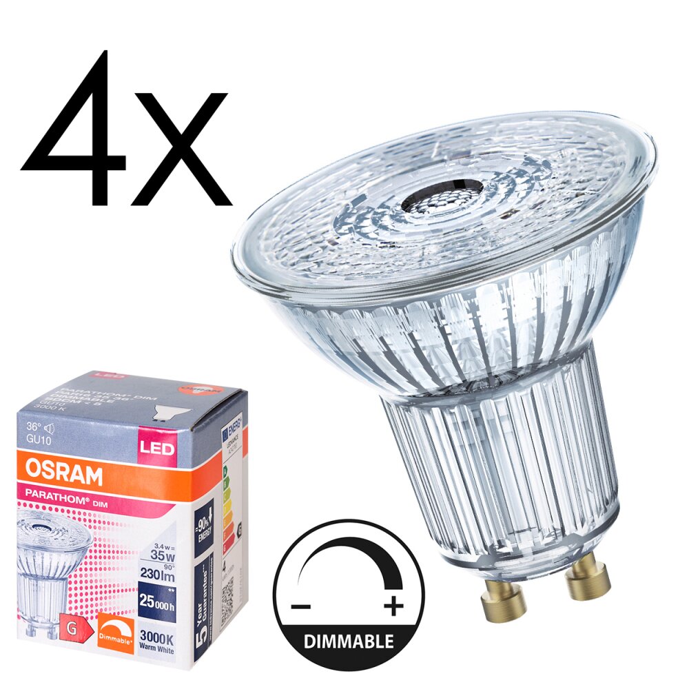 GU10 LED 3.4 Watt varmvit dimbar 230 Lumen main product photo