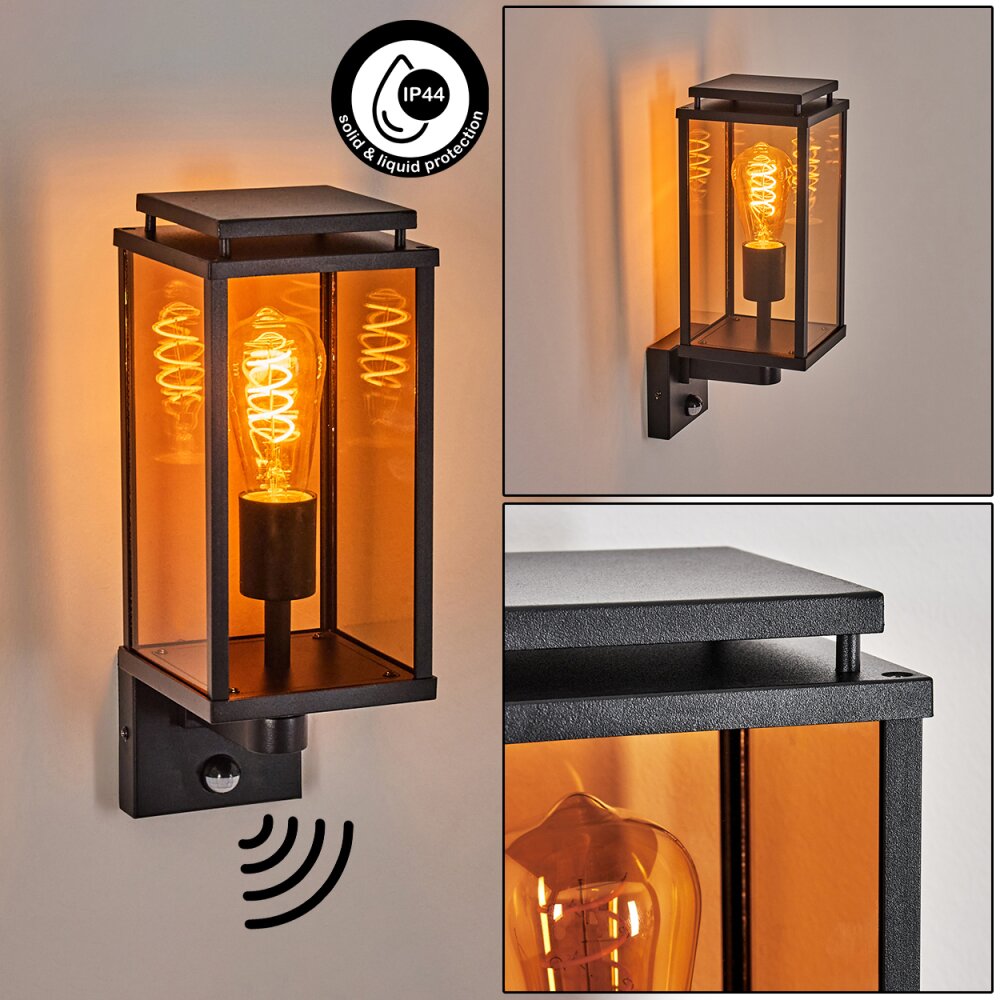 Cadafaes vägglampa utomhus Svart, 1-ljuskällor, Rörelsedetektor main product photo