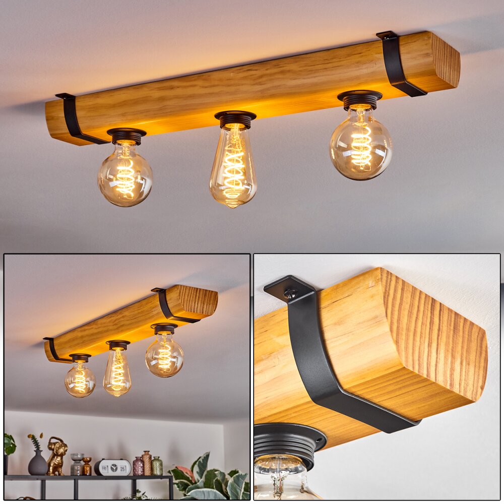 Skads Taklampa Naturfärger, Svart, 3-ljuskällor main product photo