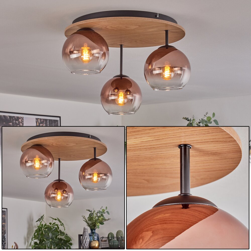 Koyoto Taklampa, kullampa Naturfärger, Svart, 3-ljuskällor main product photo