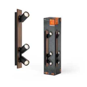 Ledvance Spot Taklampa, Takstrålkastare LED träoptik, Svart, 3-ljuskällor