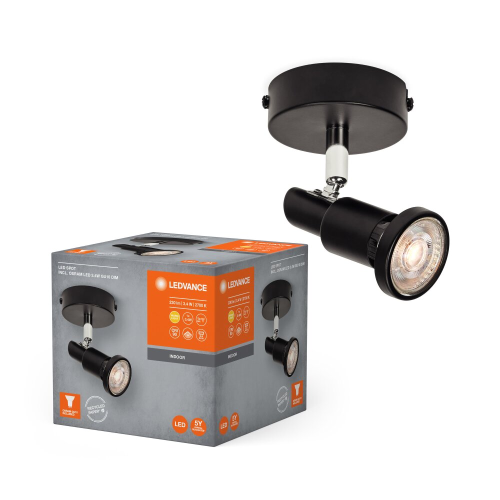 Ledvance Spot Taklampa LED Svart, 1-ljuskällor main product photo