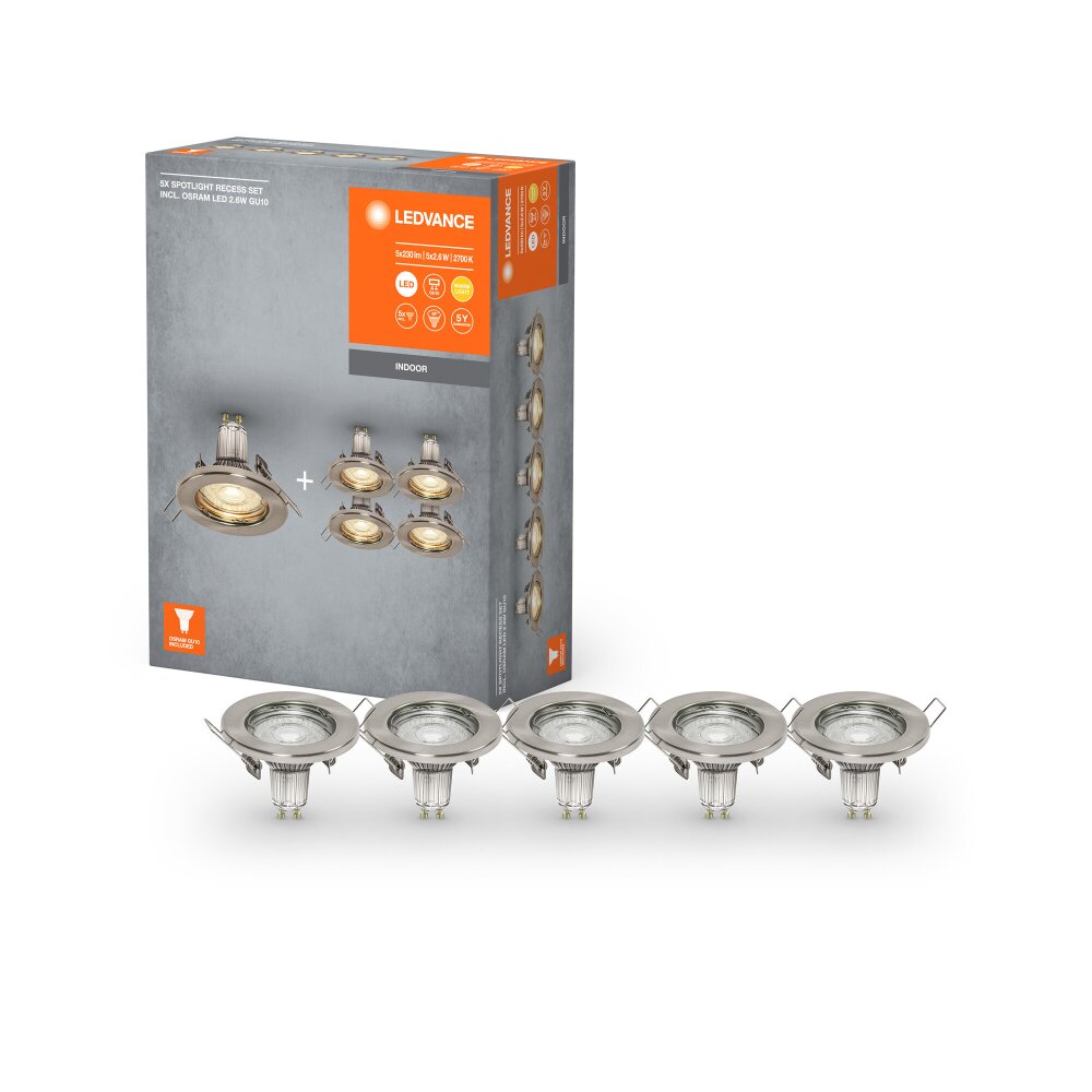 Ledvance Set infälld taklampa LED Nickel matt, 5-ljuskällor main product photo